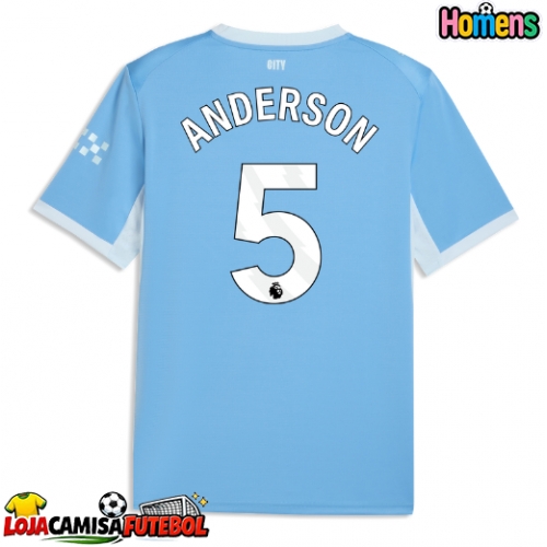 Camisa de Futebol Manchester City Elliot Anderson #5 Equipamento Principal 2026-27 Manga Curta